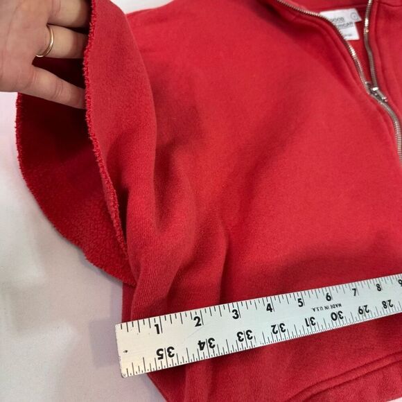 Good American Sweatshirt Womens XL (4) Cropped Chunky Pullover Short Sleeve Red - Picture 4 of 9